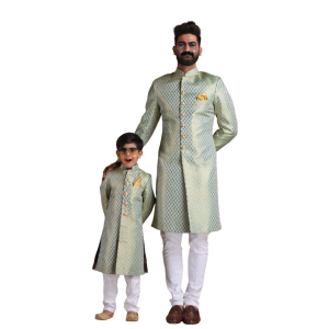 KimKhab Brocade Achkan - Buy Royal Green Golden | Jaipurio